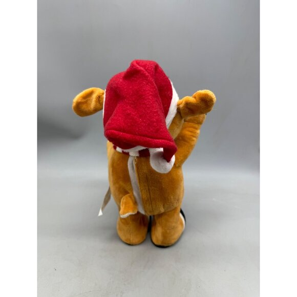 Gemmy Rudolph The Red-Nosed Reindeer Plush Toy With Santa Hat & Scarf 13' READ - Picture 3 of 9